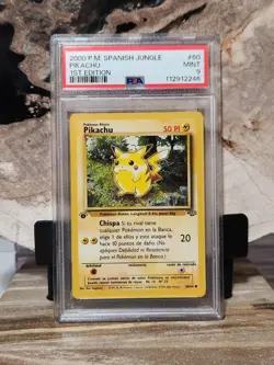 Pokemon PSA 9 MINT Pikachu 60/64 SPANISH Jungle 1st Edition Common - Image 1
