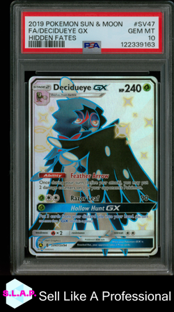 FA/DECIDUEYE GX HIDDEN FATES POKEMON SUN & MOON HIDDEN FATES 2019 SV47 PSA 10 - Image 1