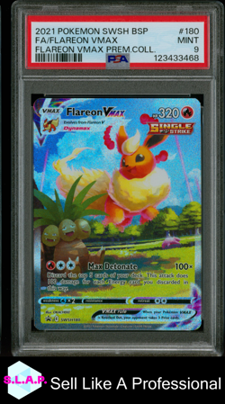 FA/FLAREON VMAX FLAREON VMAX PREM.COLL. POKEMON SWSH BLCK STR PRM 2021 180 PSA 9 - Image 1