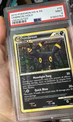 2010 Pokemon HG&SS Undaunted Umbreon Holo w/Swirl 10/90 PSA 9 Mint - Image 2