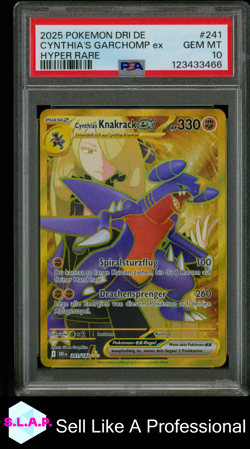 CYNTHIA'S GARCHOMP EX HYPER RARE POKEMON DRI DE-DESTINED RIVALS 2025 241 PSA 10 - Image 1