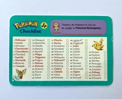 Hasbro Pokemon Jr Adventure Trading Card Game Checklist 1999 - Image 1