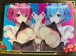 WES - Goddess Story Gold METAL Card - Serial Number #076/200! Anime Rem and Ram - Image 1
