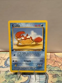 Pokemon Krabby 50 HP Trading Card 1999 Wizards Base Set 51/62 - Image 1