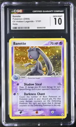 CGC 10 GEM MINT Banette 2004 EX Hidden Legends 1/101 Holo Pokemon Card - Image 1