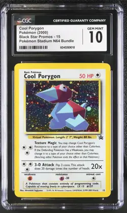 CGC 10 GEM MINT Cool Porygon 2000 Black Star Promo 15 Holo Pokemon Card - Image 1