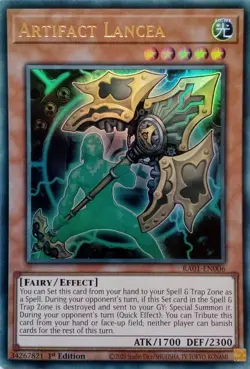RA01-EN006 ARTIFACT LANCEA ULTRA RARE 1ST EDITION YuGiOh CARD - Image 1