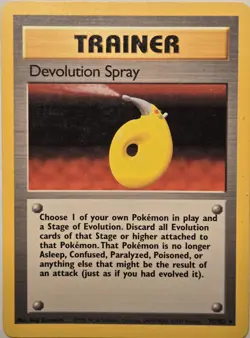 Devolution Spray 72/102 Pokemon Trainer Card 1999 Near Mint Condition - Image 1