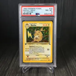 Raichu PSA 8 1st Edition Fossil Set #14 Pokemon 1999 Holo Rare Mint - Image 1