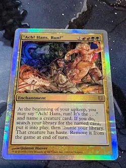 Magic the Gathering - MTG - "Ach! Hans, Run!" - FOIL - Unhinged - Damaged - Card - Image 1