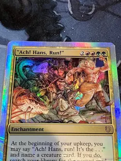 Magic the Gathering - MTG - "Ach! Hans, Run!" - FOIL - Unhinged - Damaged - Card - Image 3