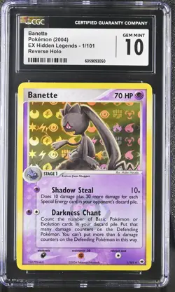 CGC 10 Banette 2004 EX Hidden Legends 1/101 Reverse Holo Pokemon Card - Image 1