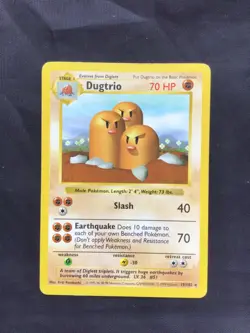 Pokemon Cards: Base Set Shadowless Rare: Dugtrio 19/102 - Image 1