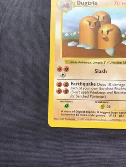 Pokemon Cards: Base Set Shadowless Rare: Dugtrio 19/102 - Image 5