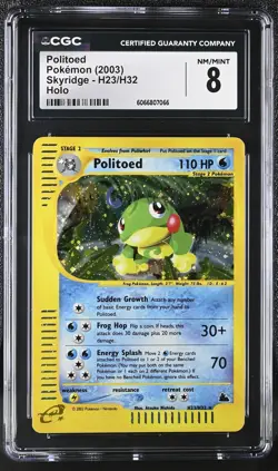 CGC 8 Politoed 2003 Skyridge H23/H32 Holo Pokemon Card - Image 1