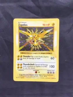 Pokemon Cards: Base Set Shadowless Rare Holo: Zapdos 16/102 - Image 1