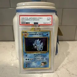 1999 Pokemon Japanese Gym 2 Challenge #130 Giovanni's Gyarados Holo PSA 9 - Image 1