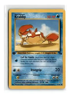 Pokemon tcg Fossil #51/62 Krabby Common First Edition PLAYED/USED - Image 1