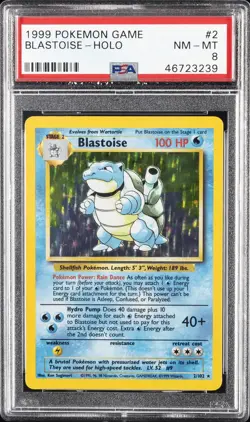 1999 POKEMON GAME #2 BLASTOISE-HOLO PSA 8 - Image 1