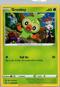 Pokemon TCG Grookey SWSH070 SWSH Black Star Promos Holo NM - Image 1