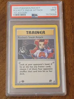 2000 Pokemon TCG - Team Rocket - Rocket's Sneak Attack - #72 - 1st Ed - PSA 9 - Image 1
