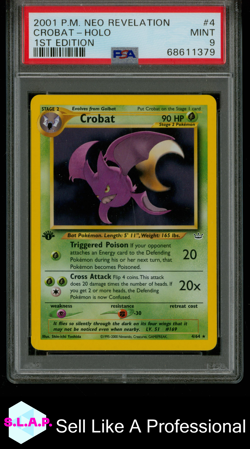 CROBAT-HOLO 1ST EDITION POKEMON NEO REVELATION 2001 4 PSA 9 - Image 1