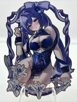 ❤KEQING Goddess Story Anime Waifu Gold METAL Card - Image 1