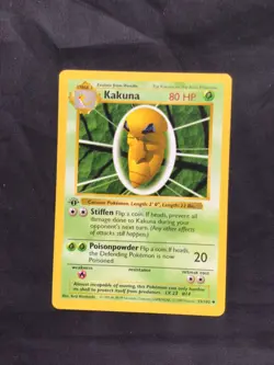 Pokemon Cards: Base Set 1st Edition Uncommon: Kakuna 33/102 - Image 1