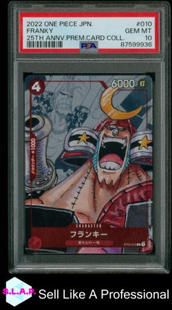 FRANKY ONE PIECE JAP 25TH ANNIVERSARY PREMIUM CARD COLLECTION 2022 010 PSA 10 - Image 1
