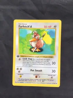 Pokemon Cards: Base Set 1st Edition Uncommon: Farfetch'd 27/102 - Image 1