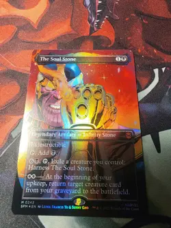 MTG Magic The Gathering The Soul Stone 0243 Borderless Foil Spider-Man Thanos - Image 1