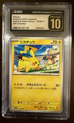 CGC 10 Pristine Pikachu 120/Sv-p Promo Japanese Pokemon Scarlet & Violet Promos - Image 1