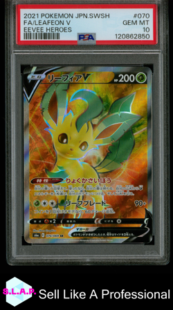 FA/LEAFEON V EEVEE HEROES POKEMON JAP SWSH EEVEE HEROES 2021 070 PSA 10 - Image 1