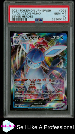 FA/GLACEON VMAX EEVEE HEROES POKEMON JAP SWSH EEVEE HEROES 2021 025 PSA 10 - Image 1