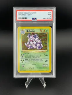 1999 POKEMON BASE SET UNLIMITED #11 NIDOKING-HOLO PSA 7 - Image 1