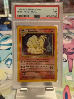 1999 POKEMON BASE SET UNLIMITED #12 NINETALES-HOLO PSA 7 - Image 1