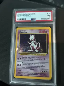 1999 Pokemon Game MeWTWO-Holo PSA 7 NEAR MINT Base Set #10 - Image 1