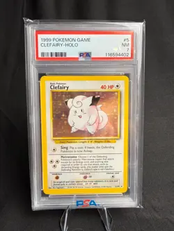 1999 POKEMON BASE SET UNLIMITED #5 / 102 Clefairy HOLO - PSA 7 - Image 3