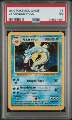 1999 POKEMON BASE SET UNLIMITED #6 / 102 Gyarados HOLO - PSA 7 - Image 1