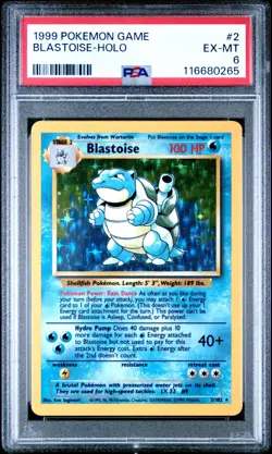 Pokemon 1999 Base Set Blastoise Holo #2/102 PSA 6 EX-MT - Image 1