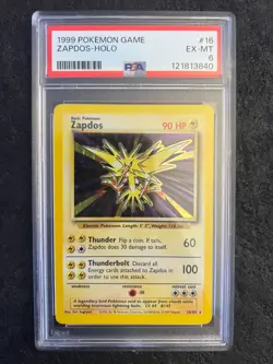 1999 Pokemon Game Zapdos #16 Holo PSA 6 - Image 1