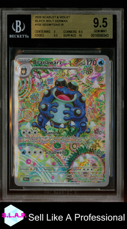 BRANAWARZ POKEMON 105/086 2025 SCHWARZE BLITZE DEUTSCH BECKETT 9.5 - Image 1