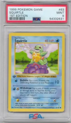 Pokemon Squirtle Base Set Shadowless 1st Edition PSA 9 - Image 1