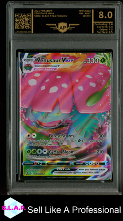 VENUSAUR VMAX POKEMON SWSH102 2021 SWSH BLCK STR PROMOS ENGLISCH AP GRADING 8 - Image 1