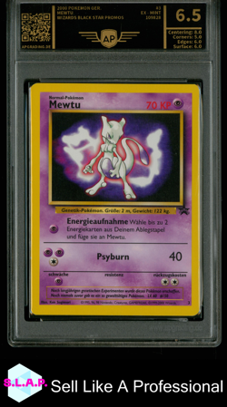 MEWTU POKEMON 3 2000 WIZARDS BLACK STAR PROMOS EX-MINT DEUTSCH AP GRADING 6,5 - Image 1