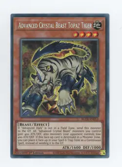 Yugioh Advanced Crystal Beast Topaz Tiger BLCR-EN013 Secret Rare 1st NM x3 Play - Image 1