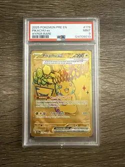 PSA 9 2025 Pokemon TCG Pikachu EX Hyper Rare Card 179/131 Prismatic Evolutions - Image 1