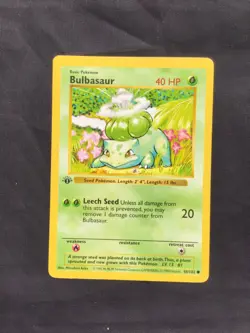 Pokemon Cards: Base Set 1st Edition Common: Bulbasaur 44/102 - Image 1