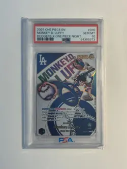 PSA 10 GEM MINT One Piece Los Angeles Dodgers Monkey D. Luffy Promo Card English - Image 1