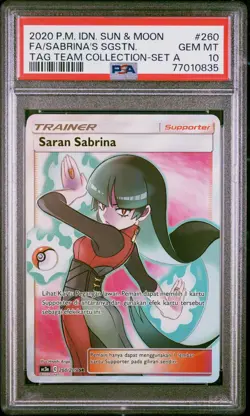 G2U PSA 10 Gem Mint Sabrinas Suggestion Full Art 260 Pokemon Card Indonesian - Image 1